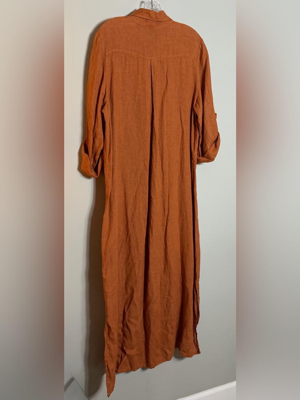 Charlie B Button-Front Linen Shirt Dress in Rust Size L - Picture 6 of 11